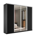 Guarda-Roupa Solteiro com Espelho Zermatt 100% MDF  4 Portas 6 Gavetas Preto